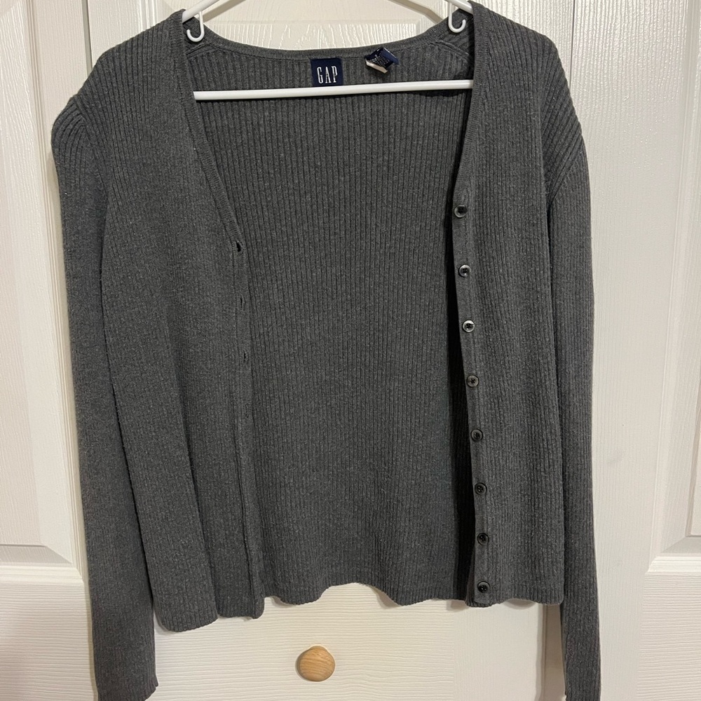 GAP Gray Ribbed Knit Sweater